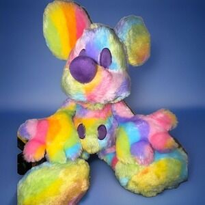 Disney Store Mickey Mouse‎ Rainbow Pride Tie Dye Plush 15"